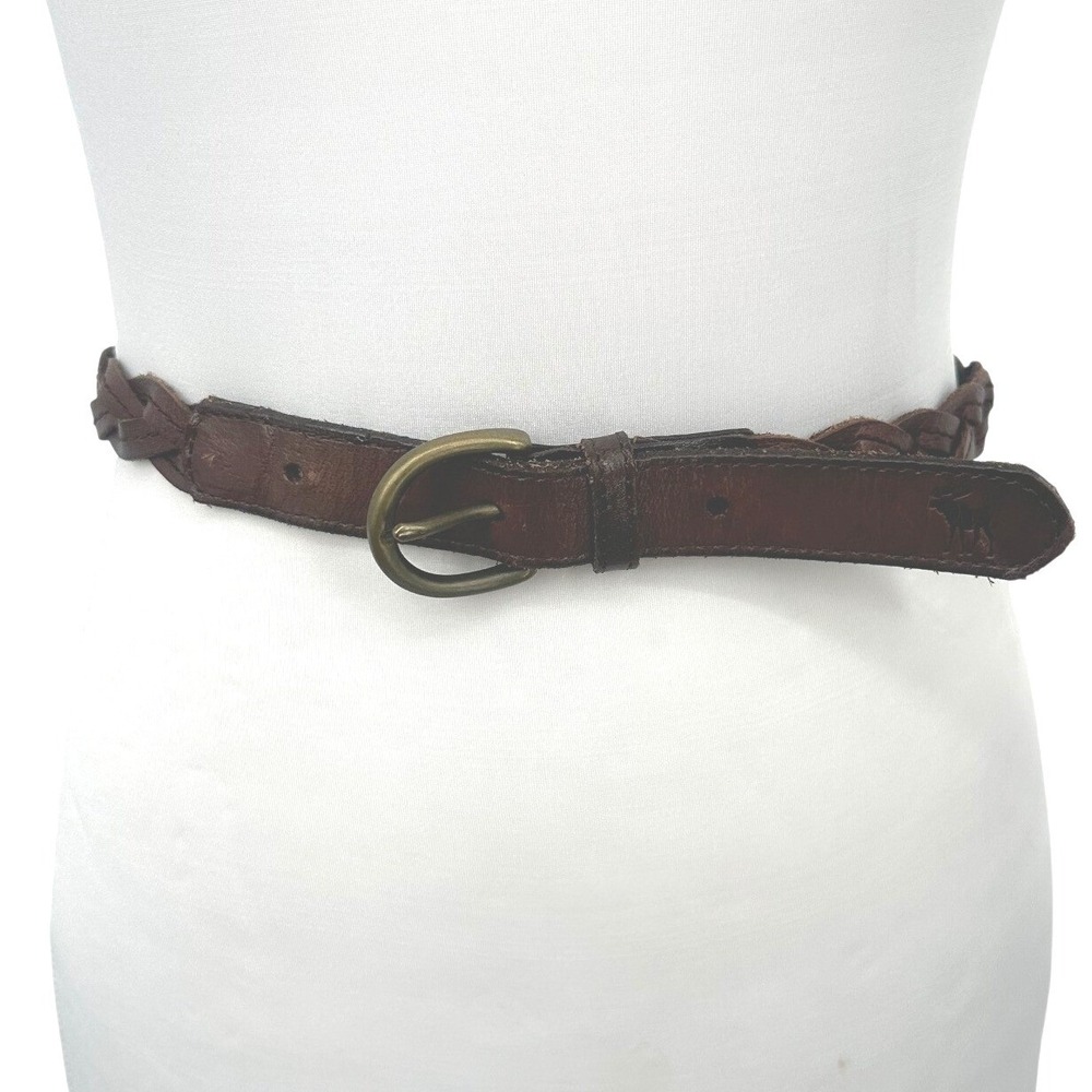 Abercrombie & Fitch Braided Belt Women XS/S Brown Leather Skinny Boho Western
